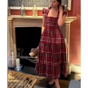 Hill House Home The Ellie Nap Dress in Tartan Crimson Red Small